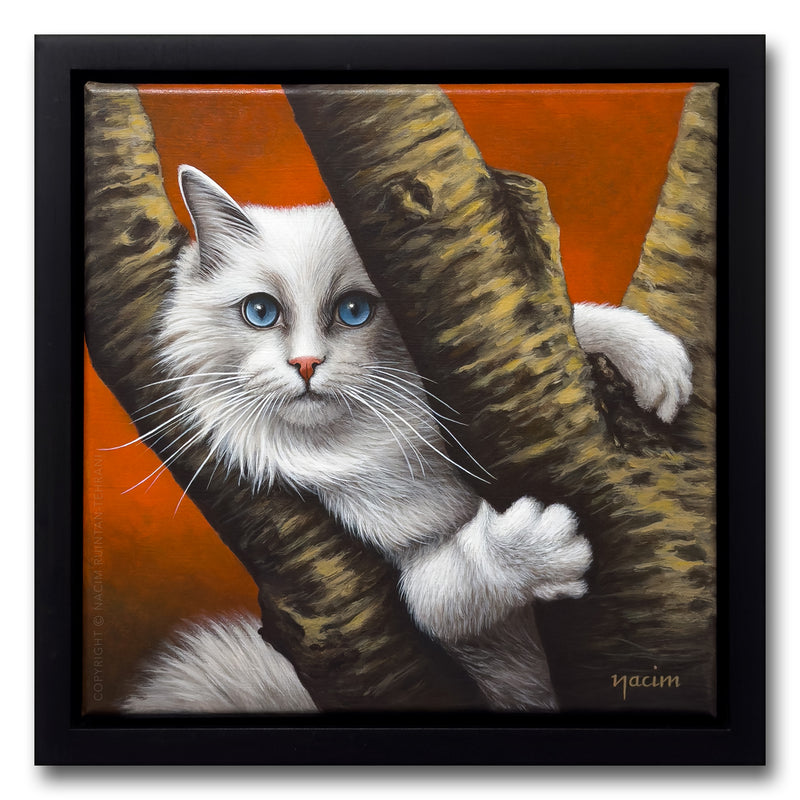 Stuck (framed), original acrylic painting for sale by artist Nacim Ruintan-Tehrani.