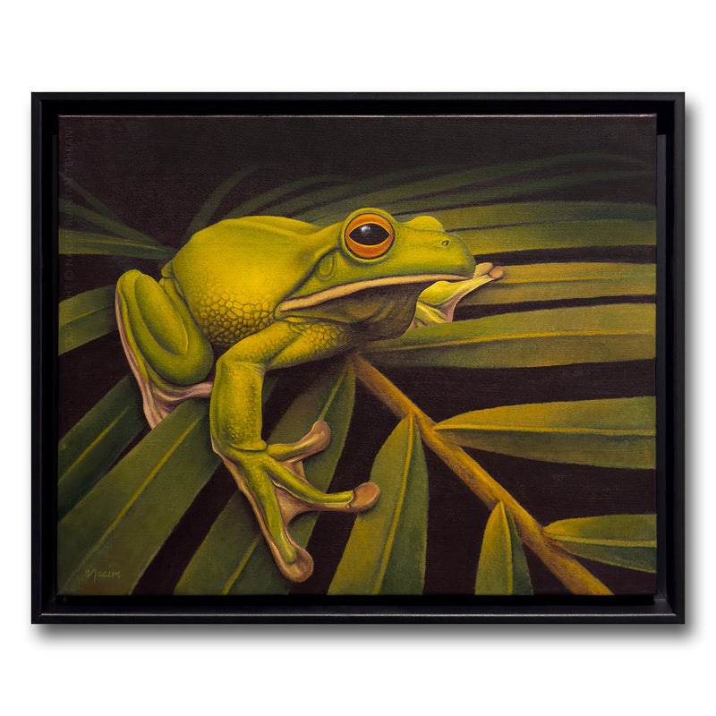 Perfectly Content (framed), original acrylic painting for sale by artist Nacim Ruintan-Tehrani.