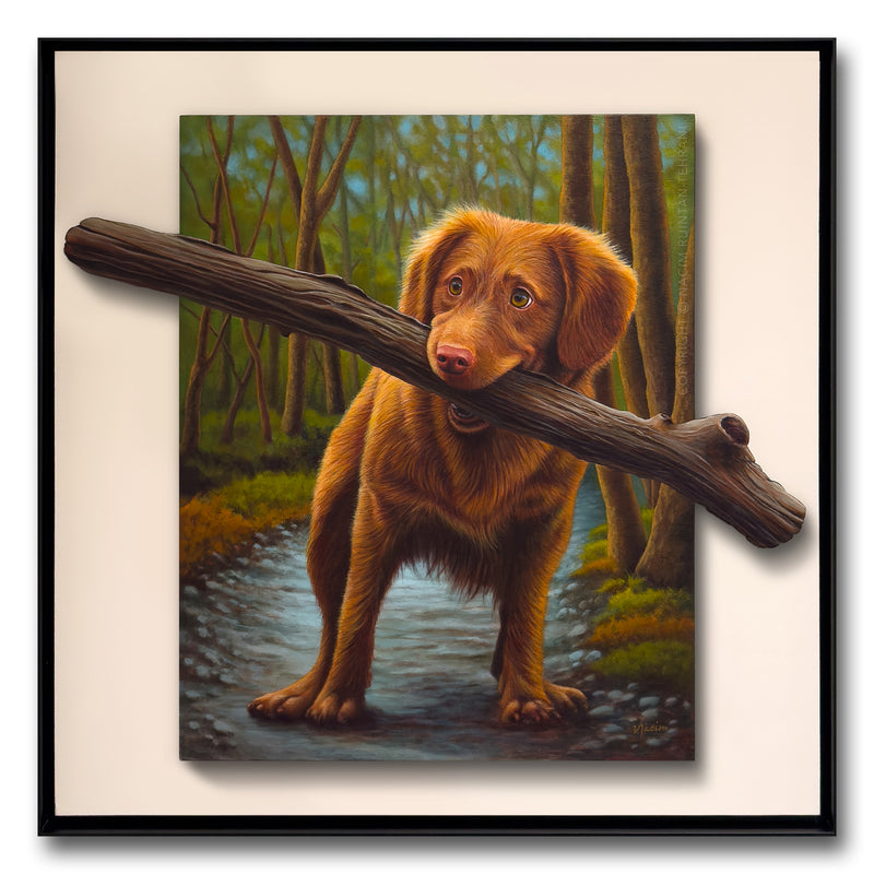 Elated (framed), original acrylic painting for sale by artist Nacim Ruintan-Tehrani.