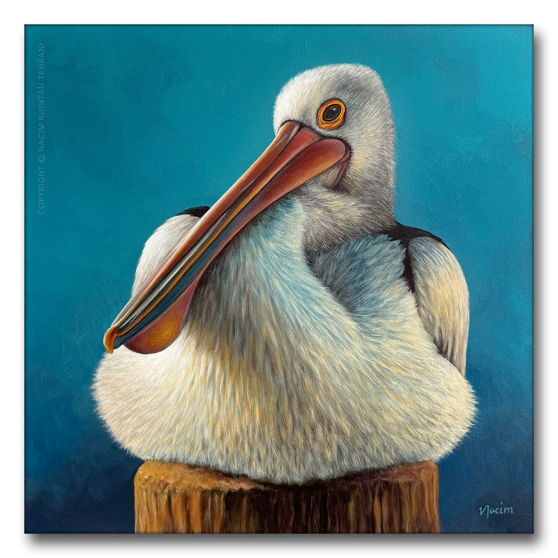 A Perfect Perch, original acrylic painting for sale by artist Nacim Ruintan-Tehrani.