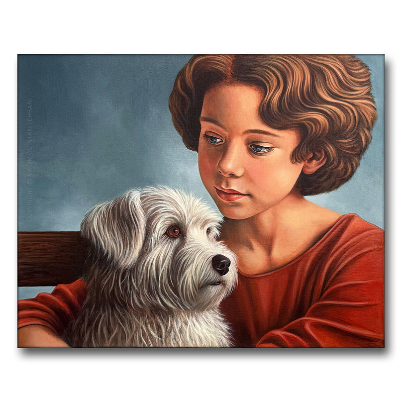 A Quiet Bond, original acrylic painting for sale by artist Nacim Ruintan-Tehrani.