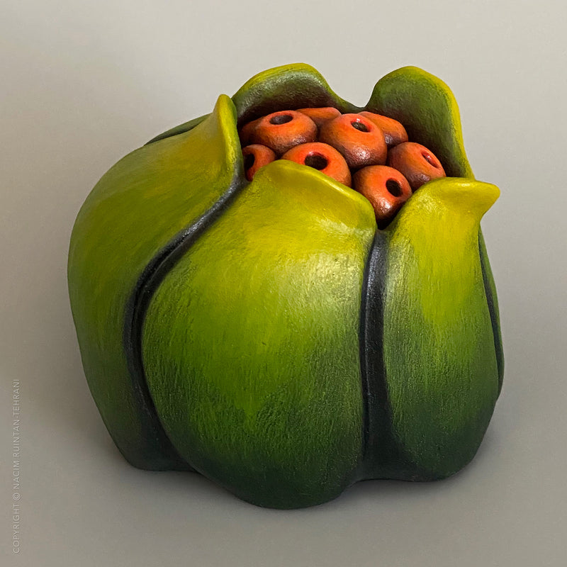 Love in full bloom, ceramic sculpture for sale by artist Nacim Ruintan-Tehrani.