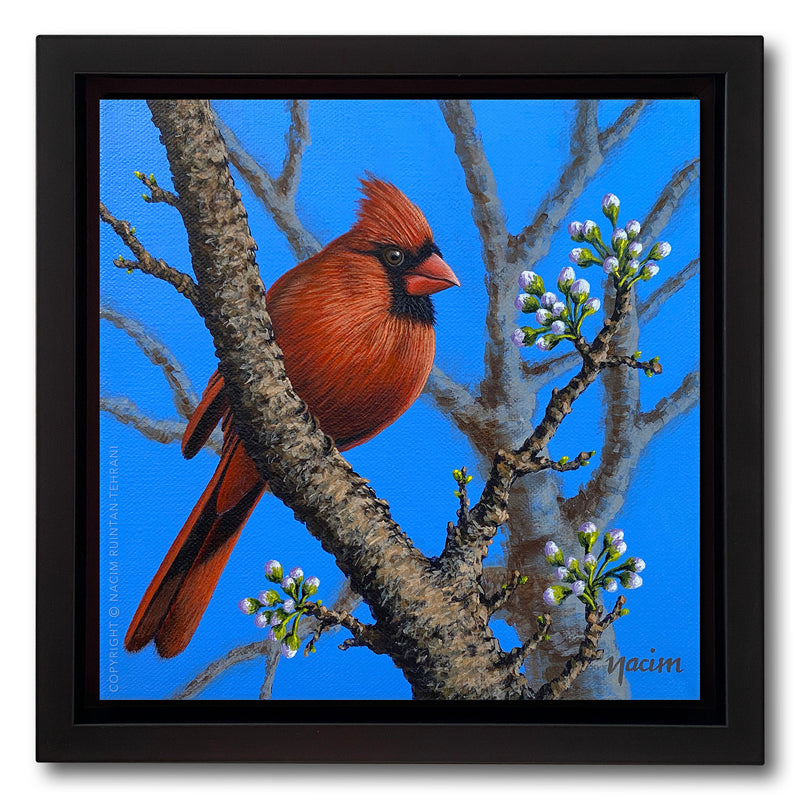 Against the blue sky (framed), original acrylic painting for sale by artist Nacim Ruintan-Tehrani.