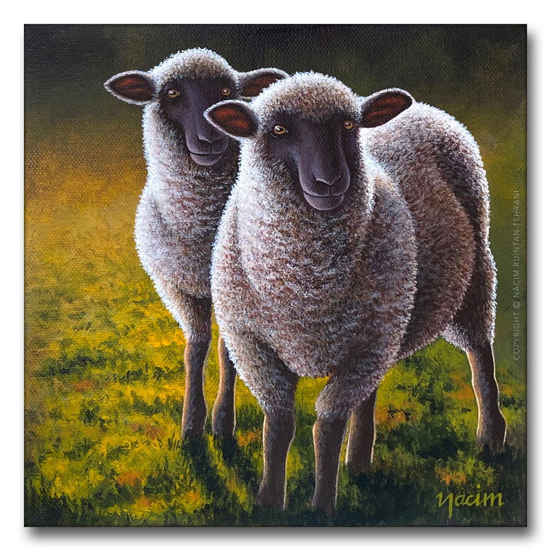 Come walk with us, original acrylic painting for sale by artist Nacim Ruintan-Tehrani.