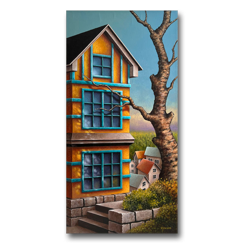 Mount Royal View, original acrylic painting for sale by artist Nacim Ruintan-Tehrani.