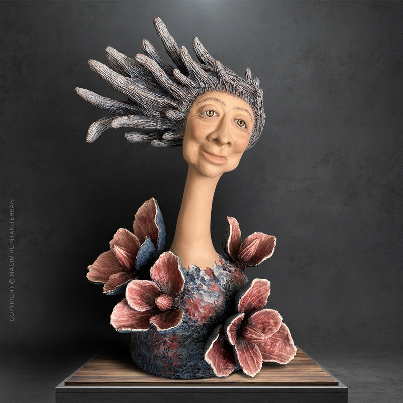 Belle âme, mixed media sculpture for sale by artist Nacim Ruintan-Tehrani.
