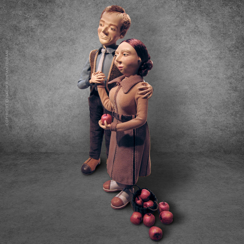 Fairytale love, mixed media sculpture for sale by artist Nacim Ruintan-Tehrani.
